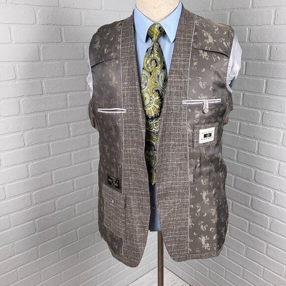 Joseph Abboud Blazer Men 40‎ Brown Blue Plaid Nova Fides Heritage Linen Jacket - Picture 10 of 15